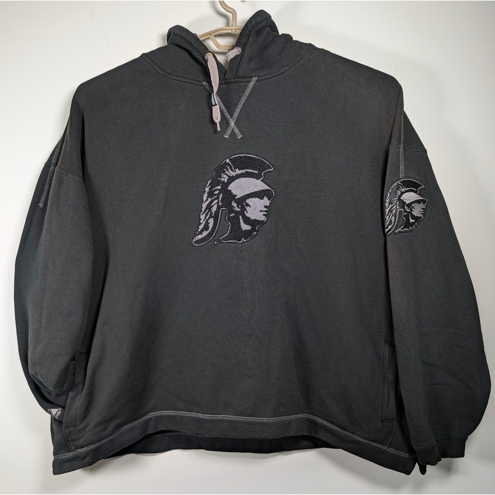 Majestic Vintage Mens USC Trojans Hoodie Embroidered Heavy Fleece Black XL 33x26